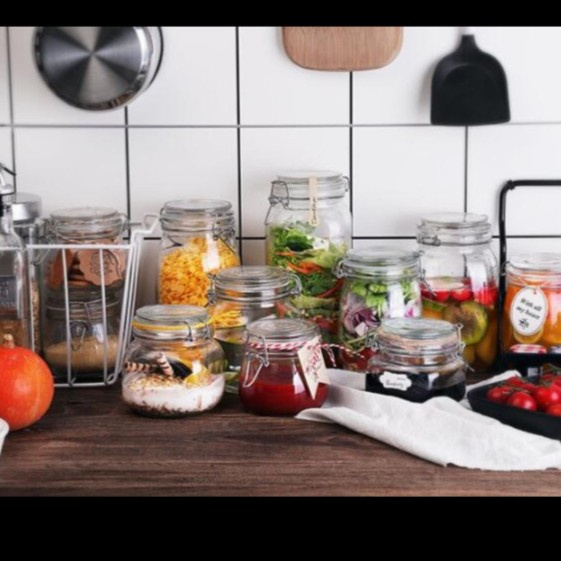 550 ml  Hermetico Jar 500ml | Toples Kaca Penyimpanan Kedap Udara - 550 ML / BOTOL BUMBU KACA HERMET
