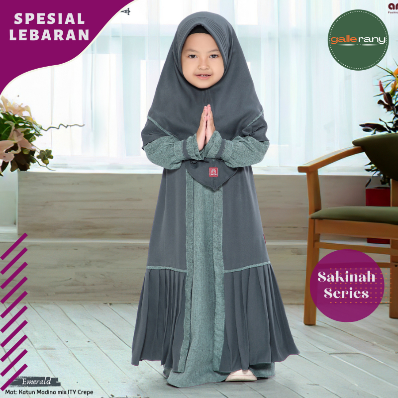 Gamis Anak Cewek Usia 1 2 3 4 5 6 7 8 9 10 11 12 Tahun Premium Warna Hijau Zamrud Emerald Sakinah