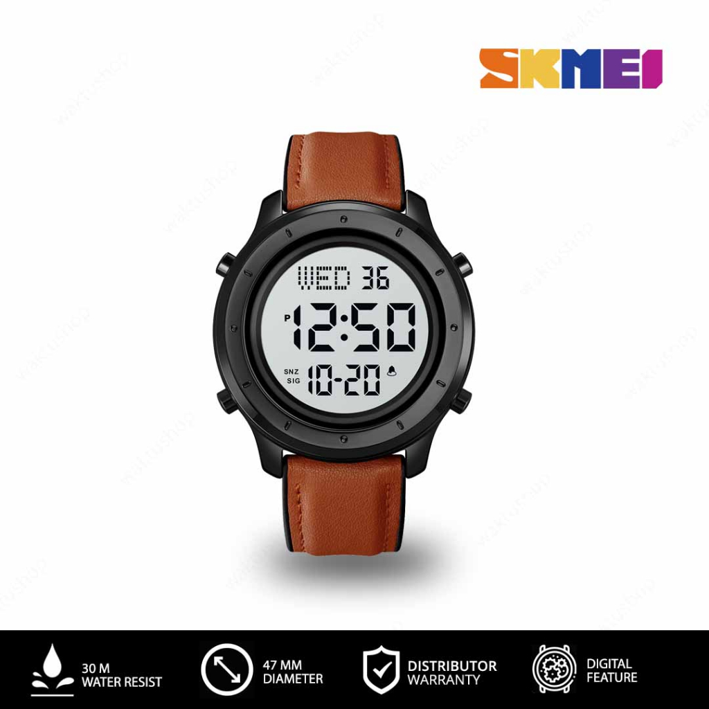 SKMEI 1864 Original Jam Tangan Pria Digital Leather Kulit Tahan Air