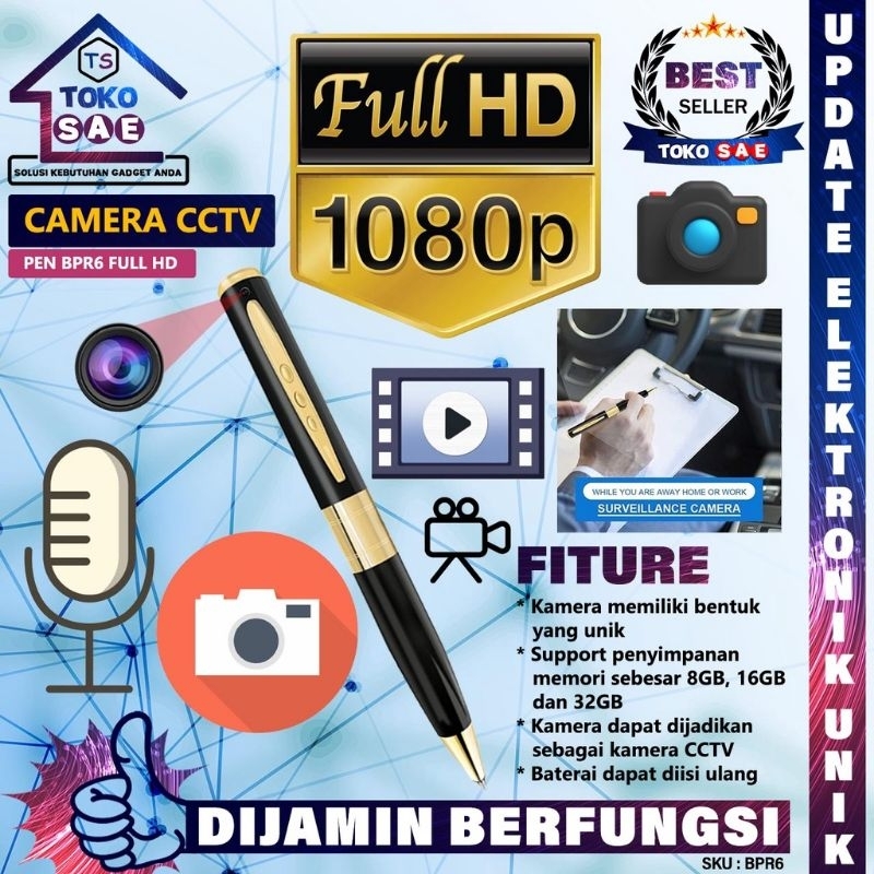 Spy Pulpen BPR6 Bluetooth Kamera Pencam Pengintai Pengawasan Tersembunyi Model Bolpoint