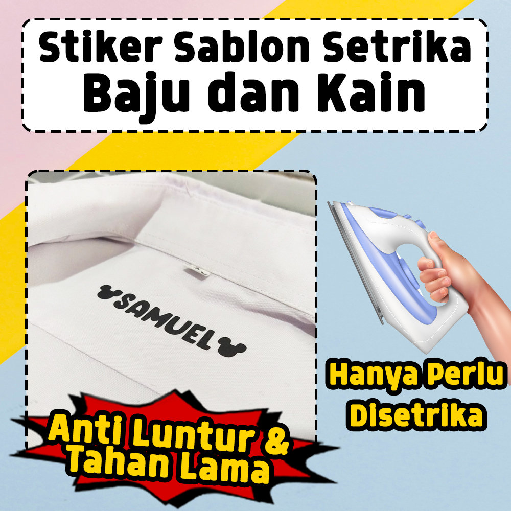 Sticker Nama Baju Anak Tinggal Setrika - Label Nama Baju Custom Untuk Seragam Sekolah Asrama Pesantr