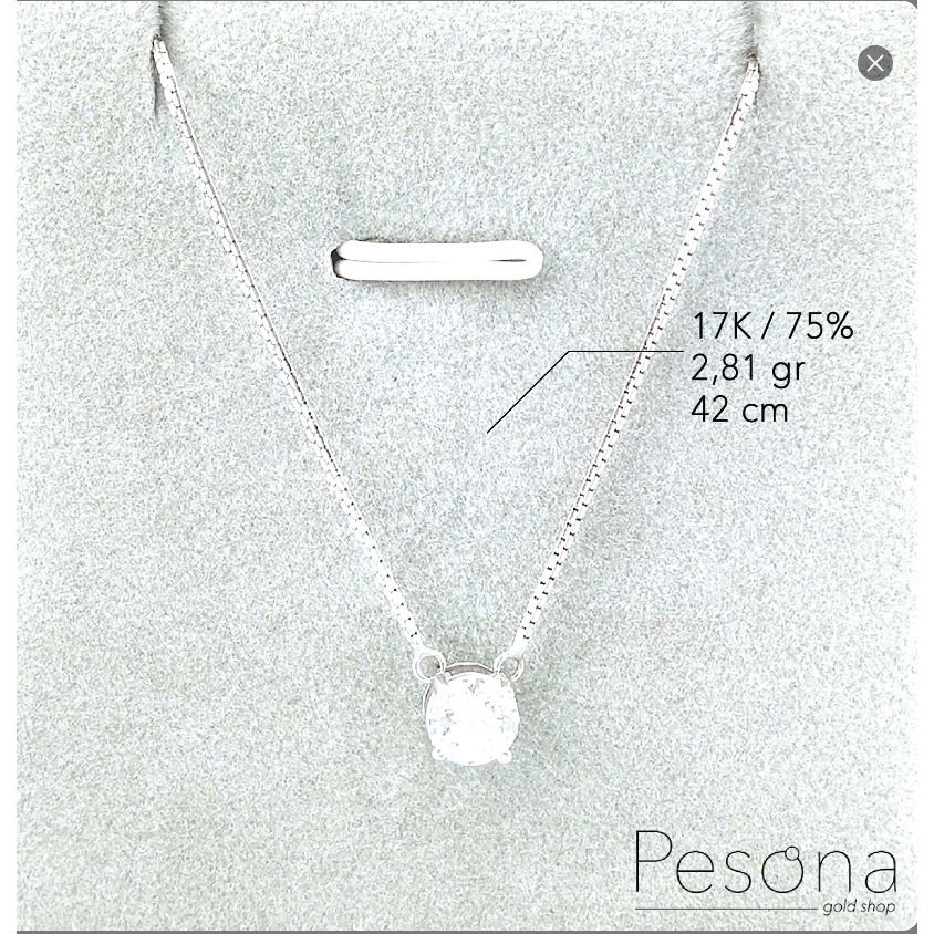 KALUNG KOYEK EMAS PUTIH MODEL SOLITAIRE SIMPLE 42 cm | 17K | 2,81 gram