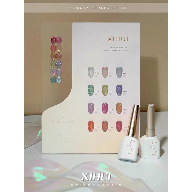 XIHUI GEL POLISH GLITTER GEL KUTEK GLITTER KUTEK FLASH BROKEN AURORA GLITTER GEL POLISH 15ml set isi