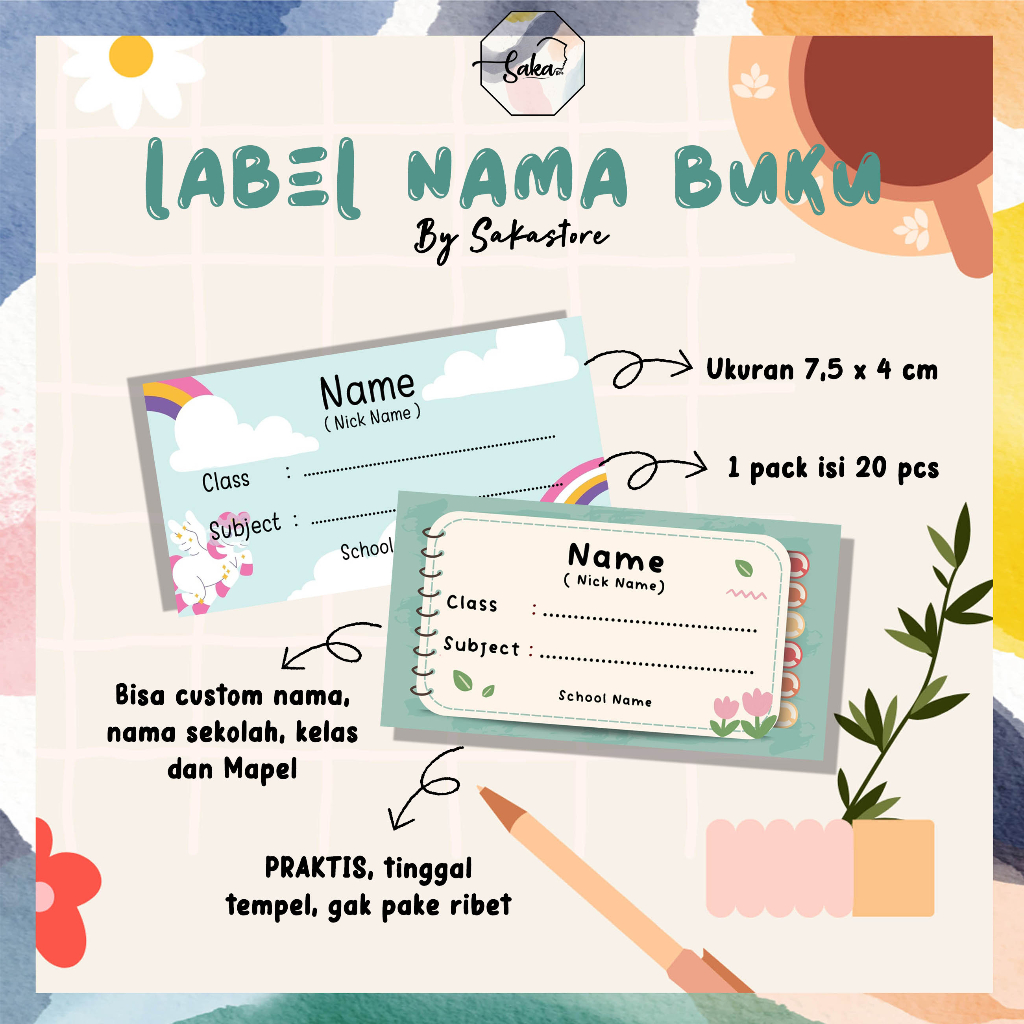 

[20PCS-PART 2] LABEL NAMA MATA PELAJARAN / LABEL NAMA BUKU TULIS / LABEL NAMA BUKU SEKOLAH