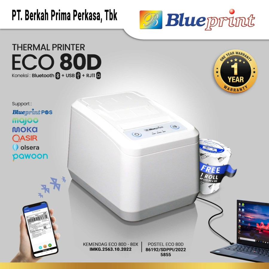 Printer POS Thermal Desktop  Bluetooth + USB 80 mm BluePrint ECO 80D