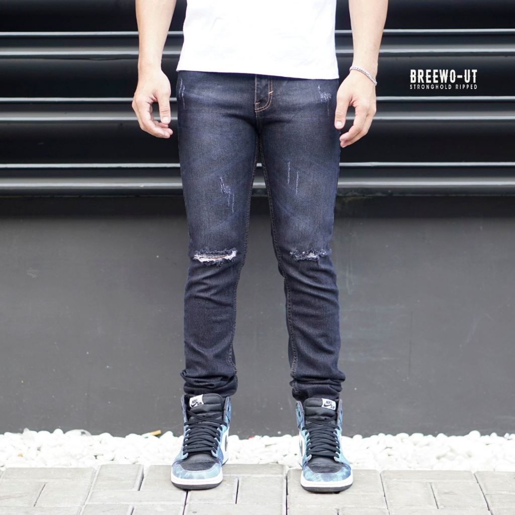 INSIGHT JEANS Celana jeans sobek lutut / celana jeans pria panjang / celana jeans slimfit / jeans so