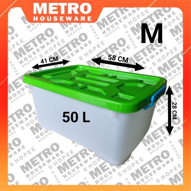Conteiner Box 50 Liter Phylia Kotak Petak Plastik Container Tersedia Persegi Warna Merah Biru Hijau 