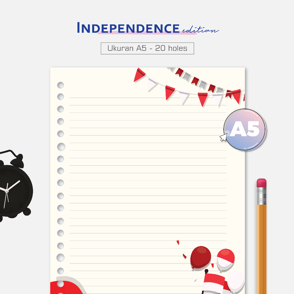 

Bukuqu Loose leaf A5 - Independence Day - Stationery - Bookpaper - Kertas Binder