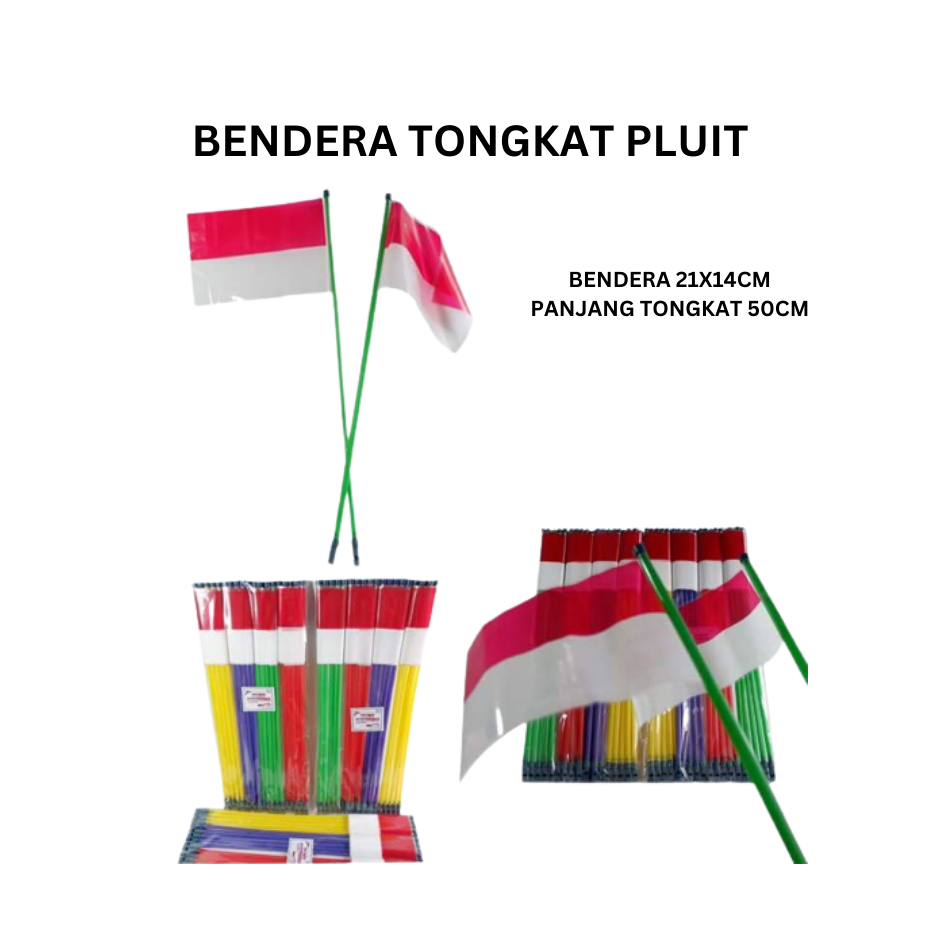 BENDERA PLASTIK MERAH PUTIH / BENDERA TANGAN PLASTIK SEMAR / BENDERA PLASTIK GAGANG KECIL / BENDERA 