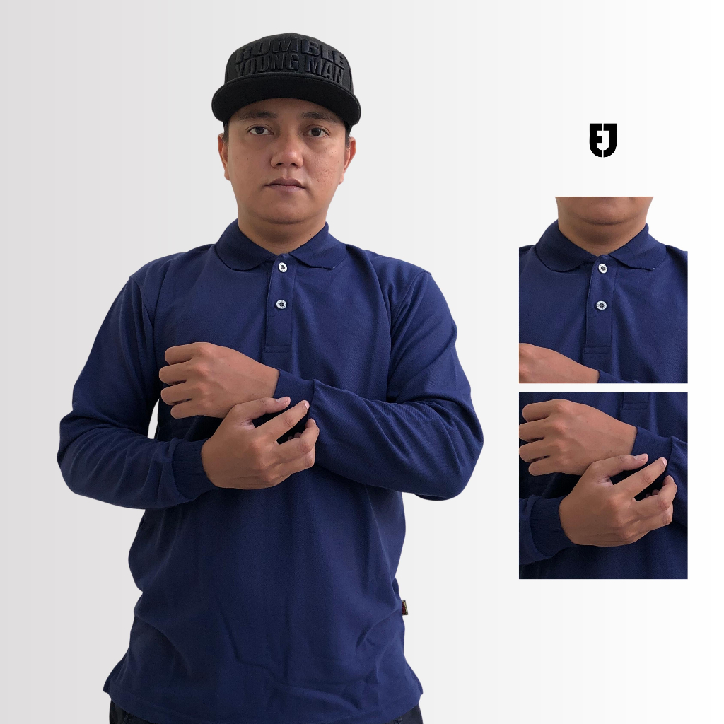 Polo Shirt Polos Panjang Biru Dongker