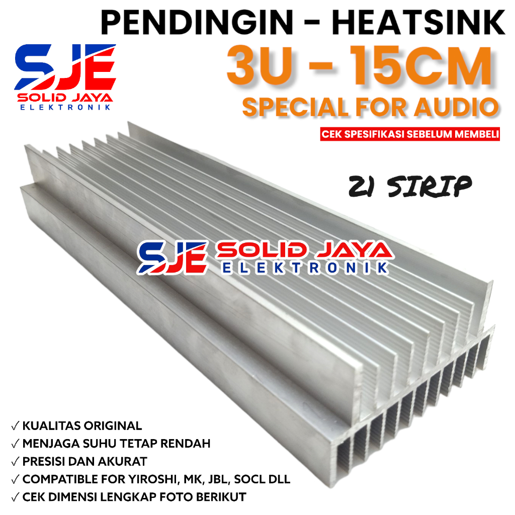 PENDINGIN HEATSINK 3U 15 CM MODEL 21 SIRIP YIROSHI SOCL JBL SOCL OCL AUDIO MK HEATSRINK 3 U 15CM POW