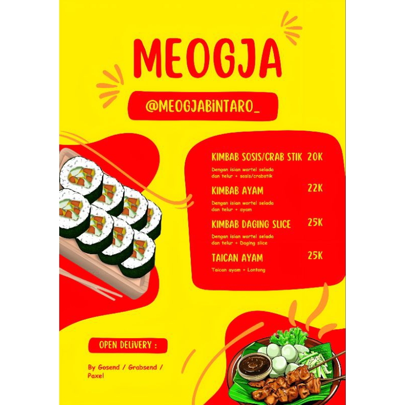 

KIMBAB DAGING/AYAM/SOSIS/CRABSTIK