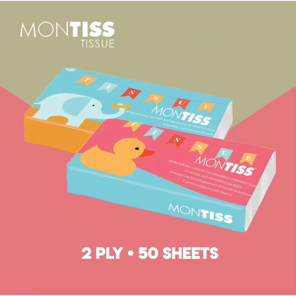 Tissue montiss travel pack tisu 50 sheets 2 ply [ MONTIS 50 SHEET]