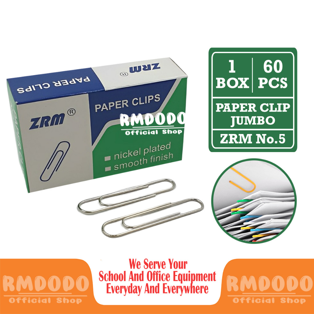 

Rmdodo - Paper Clip Jumbo No.5 [1 Box - 60 Pcs Clip] / Klip Kertas Triangular / Penjepit Kertas ZRM