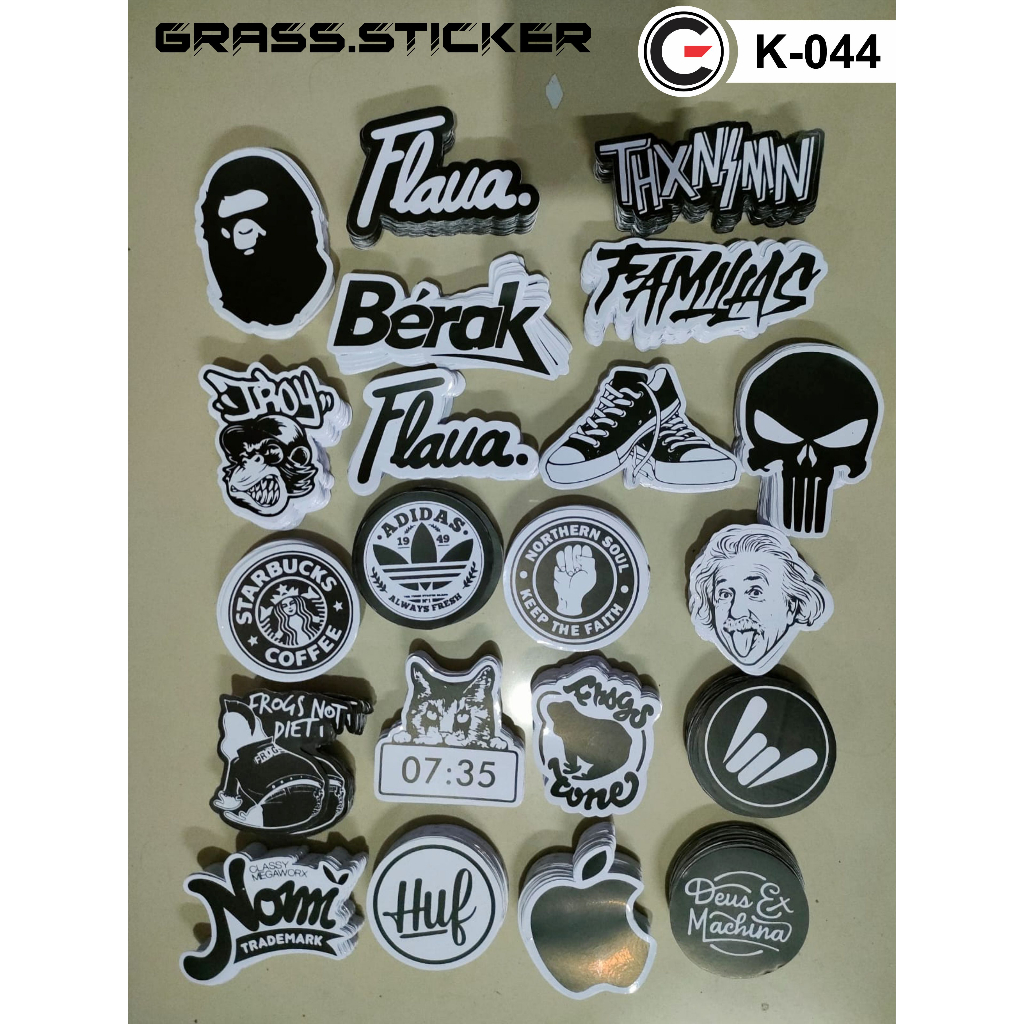 

21 pcs STIKER PACK/ ISI SERI, STICKER helm, STIKER HITAM PUTIH