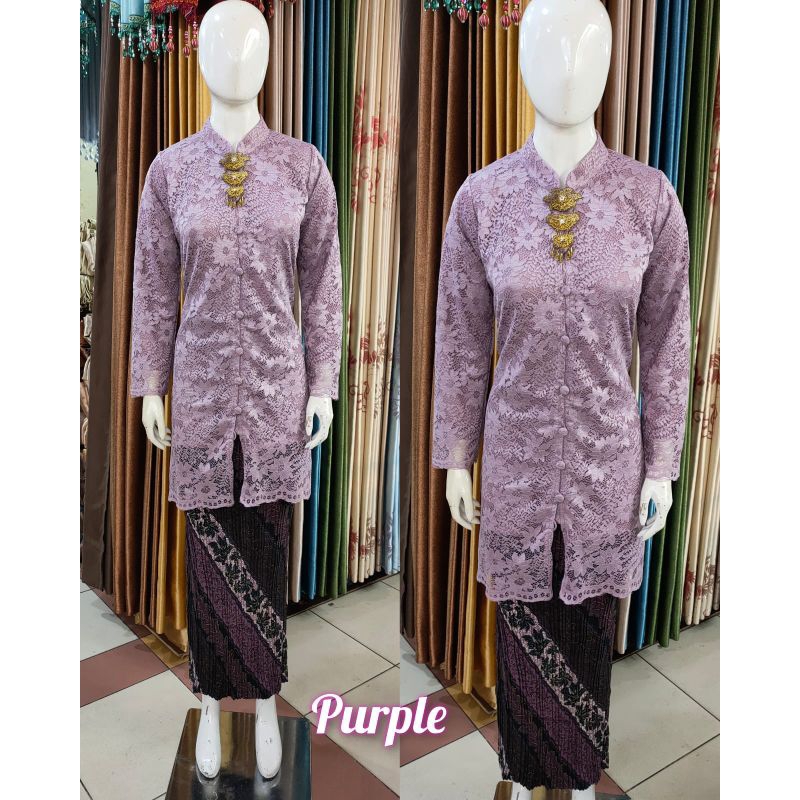 IndahKebaya • SETELAN KEBAYA TUNIK KANCING / KEBAYA JUMBO LD 120 / KEBAYA TUNIK BROKAT BAJU KONDANGA