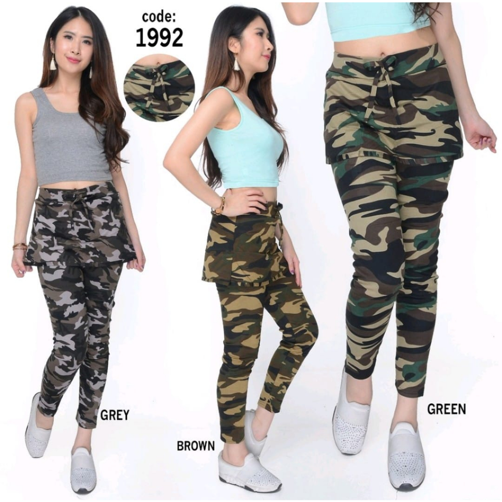 COD celana senam rok army/celana senam loreng army bahan spandex import