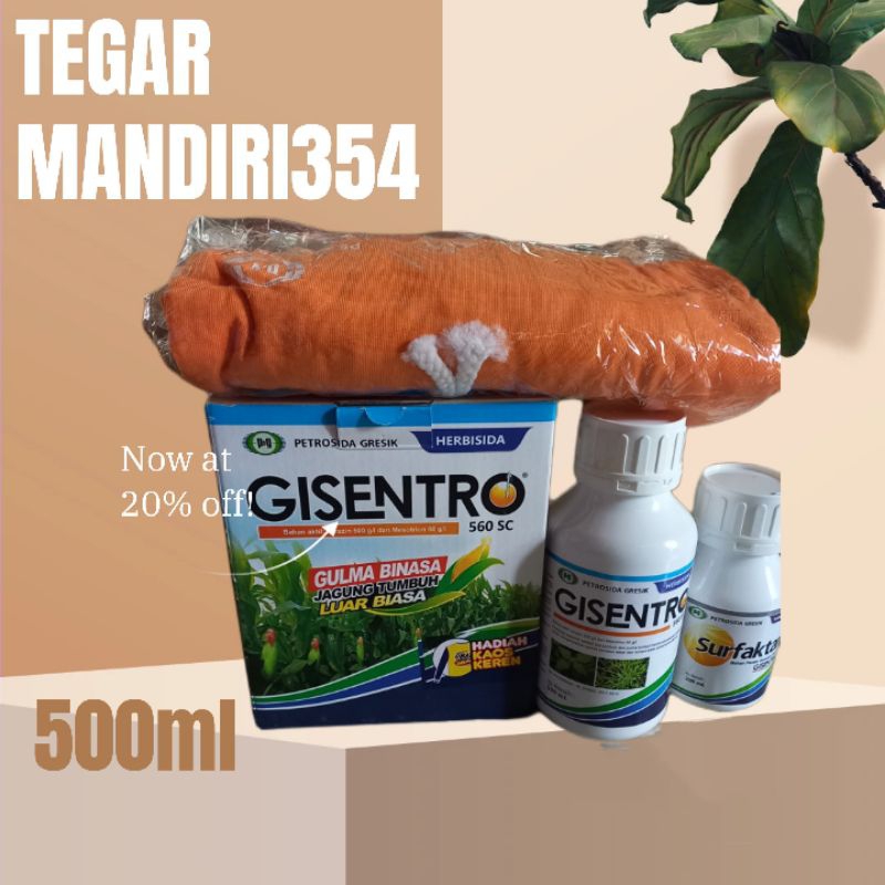 HERBISIDA GISENTRO 500ML BONUS KAOS HERBISIDA SELEKTIF JAGUNG GISENTRO 560 SC KEMASAN 500 ML