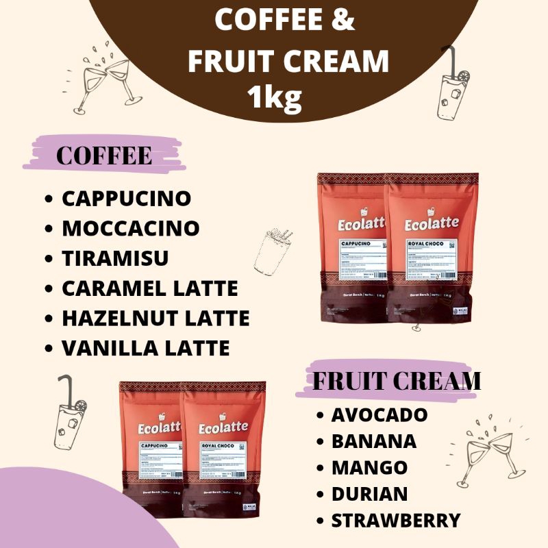 

ECOLATTE POWDER VARIAN KOPI & FRUIT CREAM 1KG