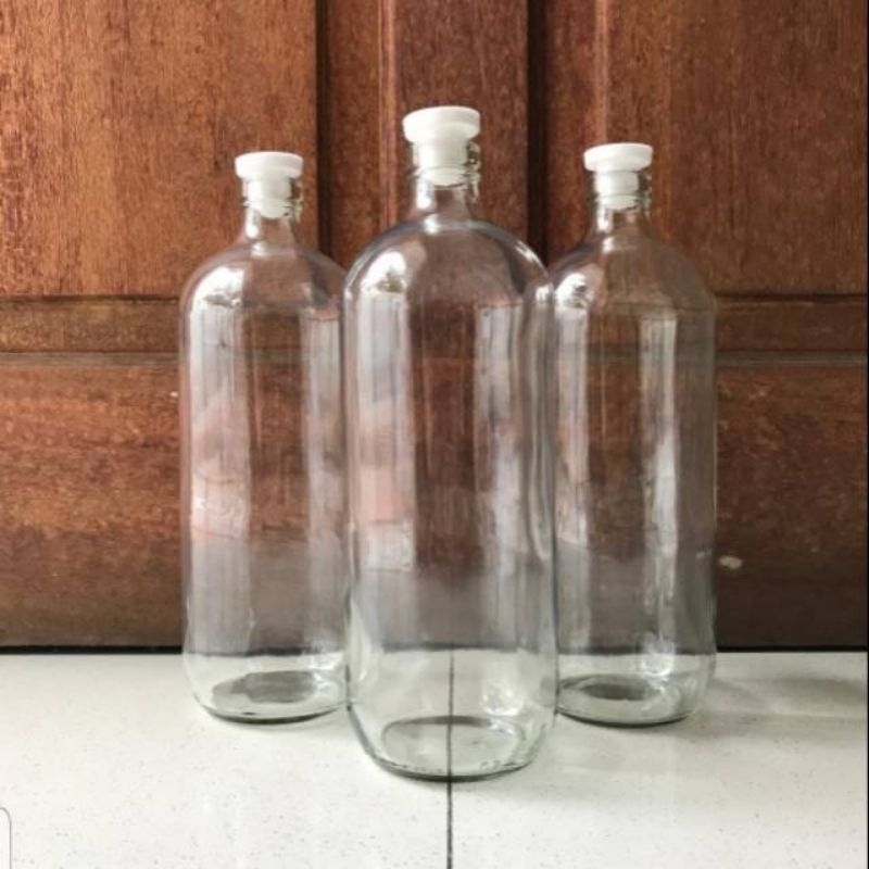 [Paket isi 4] Botol Bensin 1 Liter kaca Botol Kaca 1000 ml BOTOL KACA  1 liter BOLLES BOTOL JAMU BEL