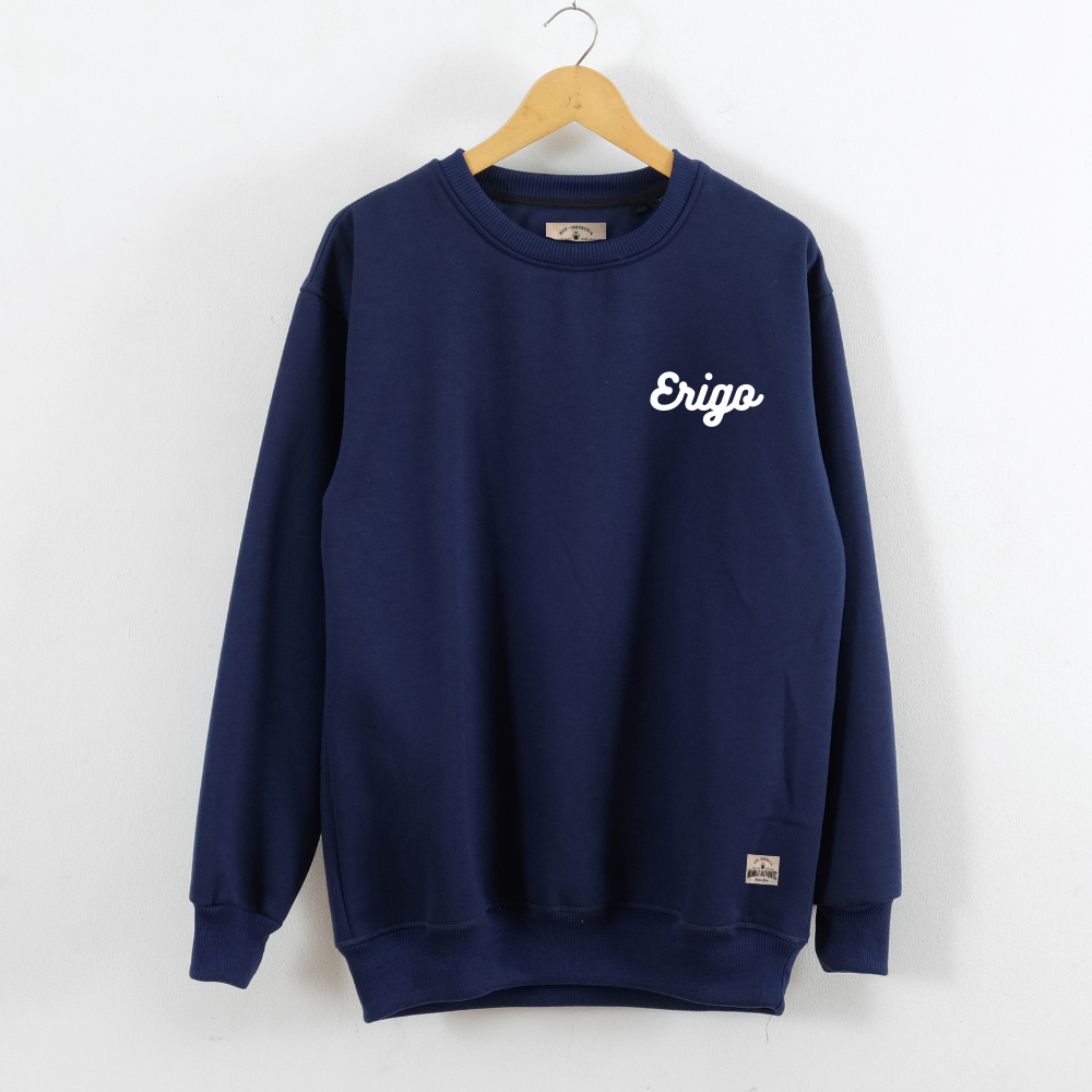 Sweater Crewneck Pria Wanita Casual Brand Warna Navy Erigo Suiter Cruneck Panjang Lengan Oversize