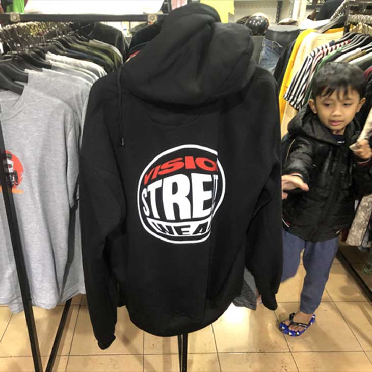 Jaket Hoodie Vision Street Wear Hoodie Black Casual Unisex Bahan Katun