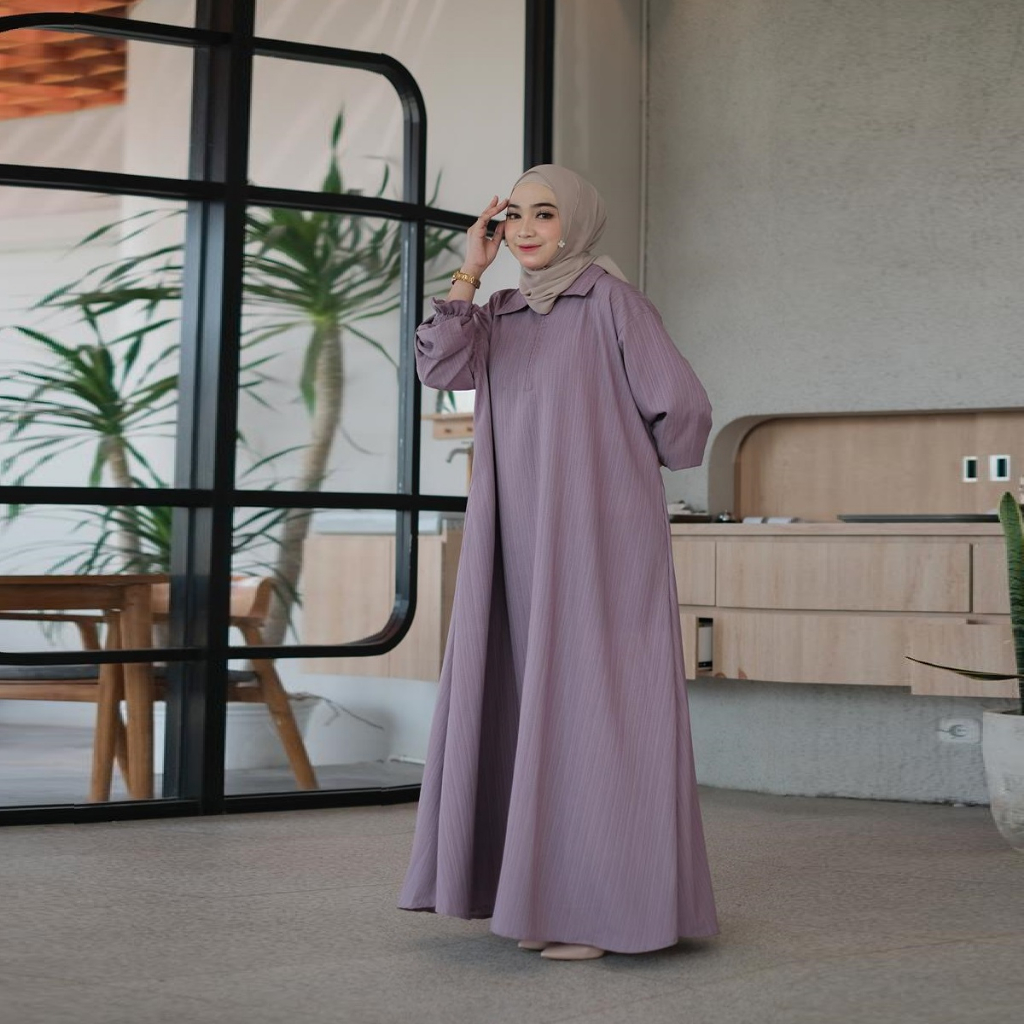 GAMIS JUBAH JUMBO LADY CRUSH 5L - MOLAD ANDOSIAN / DRESS MUSLIM LD 140 BUSUI RESLETING DEPAN XXXXXL 