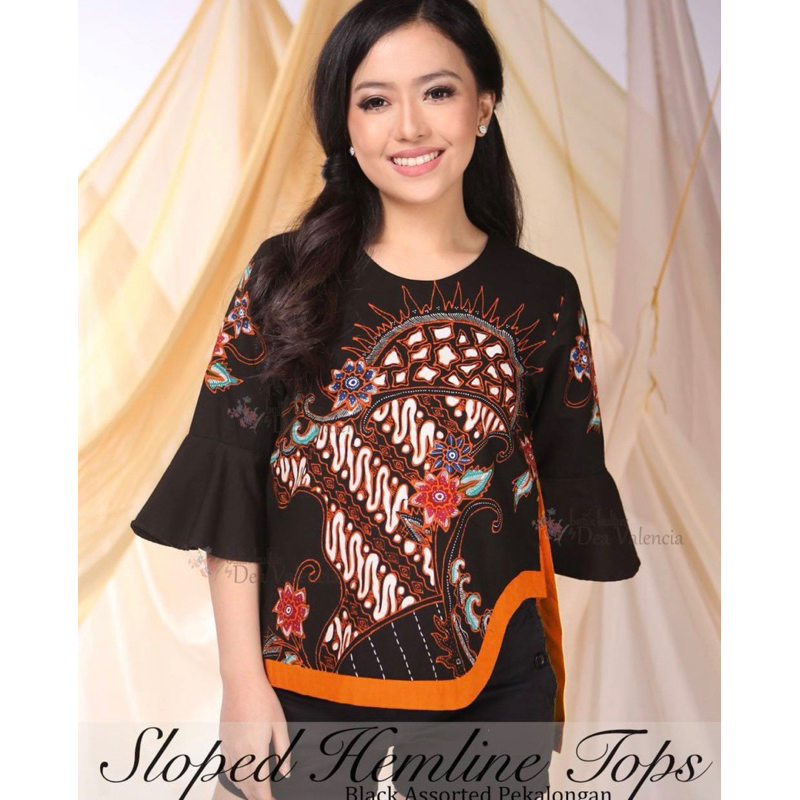 Batik Kultur Dea - SHT - Sloped Hemline Tops - Black Assorted Pekalongan