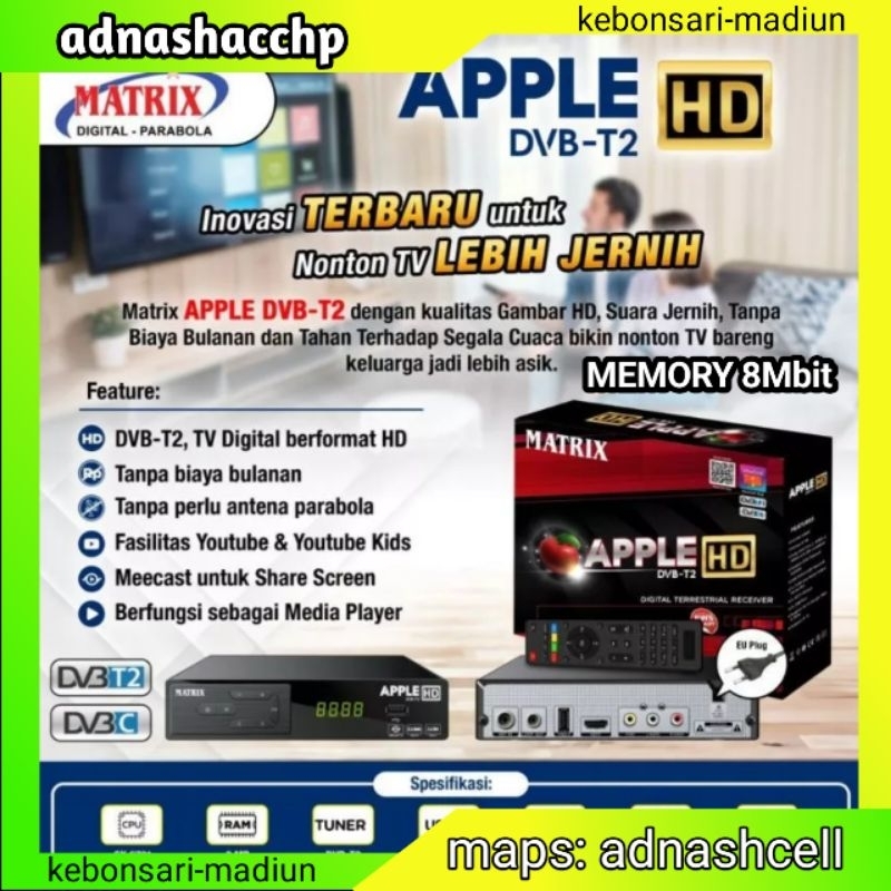 DVBT2 STB APPLE MATRIX MERAH (TANPA DONGEL WIFI)