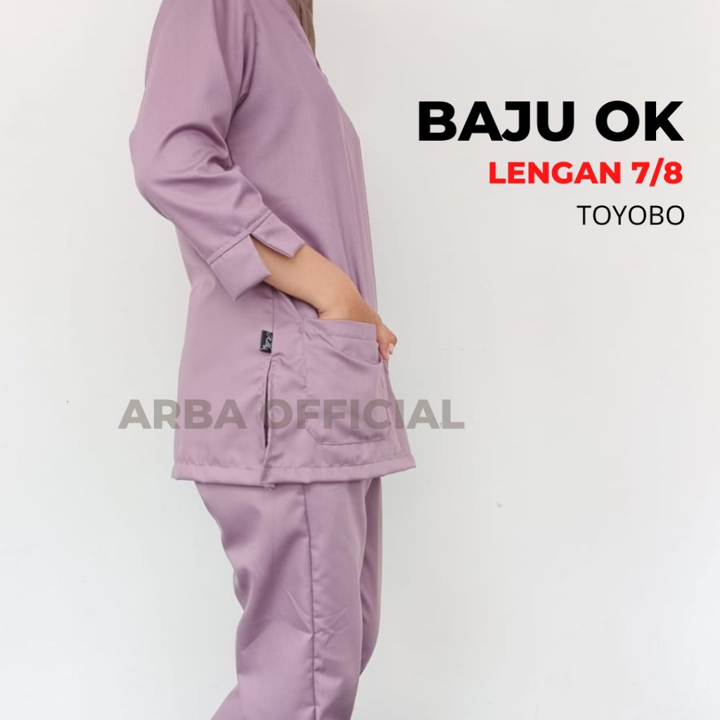 Baju OK Lengan 7/8 One set Jaga Perawat Nakes Pakaian Kerja Bidan Dokter BahanToyobo
