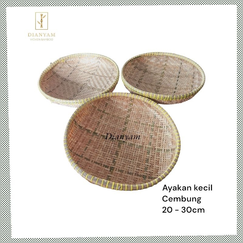 Ayakan Bambu Kecil Cembung Saringan Anyaman Rak Bumbu