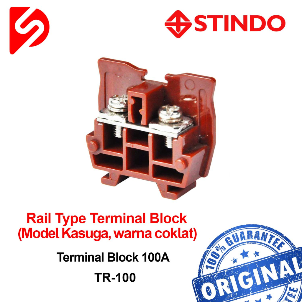 Terminal Blok TR-100 Model Kasuga coklat Rail 2Fungsi STINDO