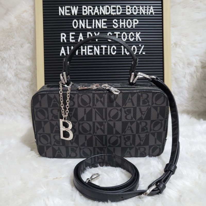 tas bonia original sling camera bag monogram hitam