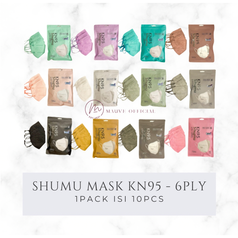 MAUVE | Masker Shumu KN95 Sudah 6Ply Izin Kemenkes AKD isi 10Pcs  Original Free Konektor Hijab Murah