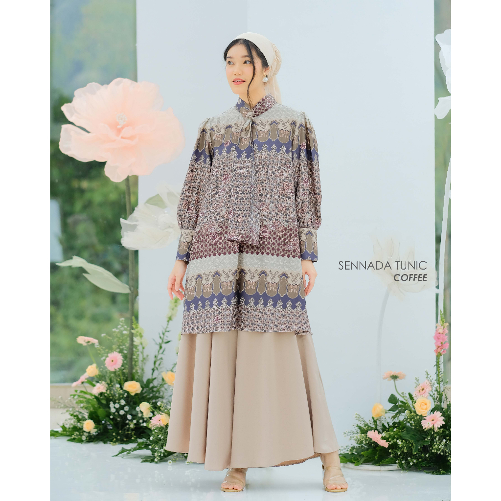 Mayoutfit Peony Set Series Coffee | Sarimbit Lebaran Baju Muslim Raya Keluarga-3