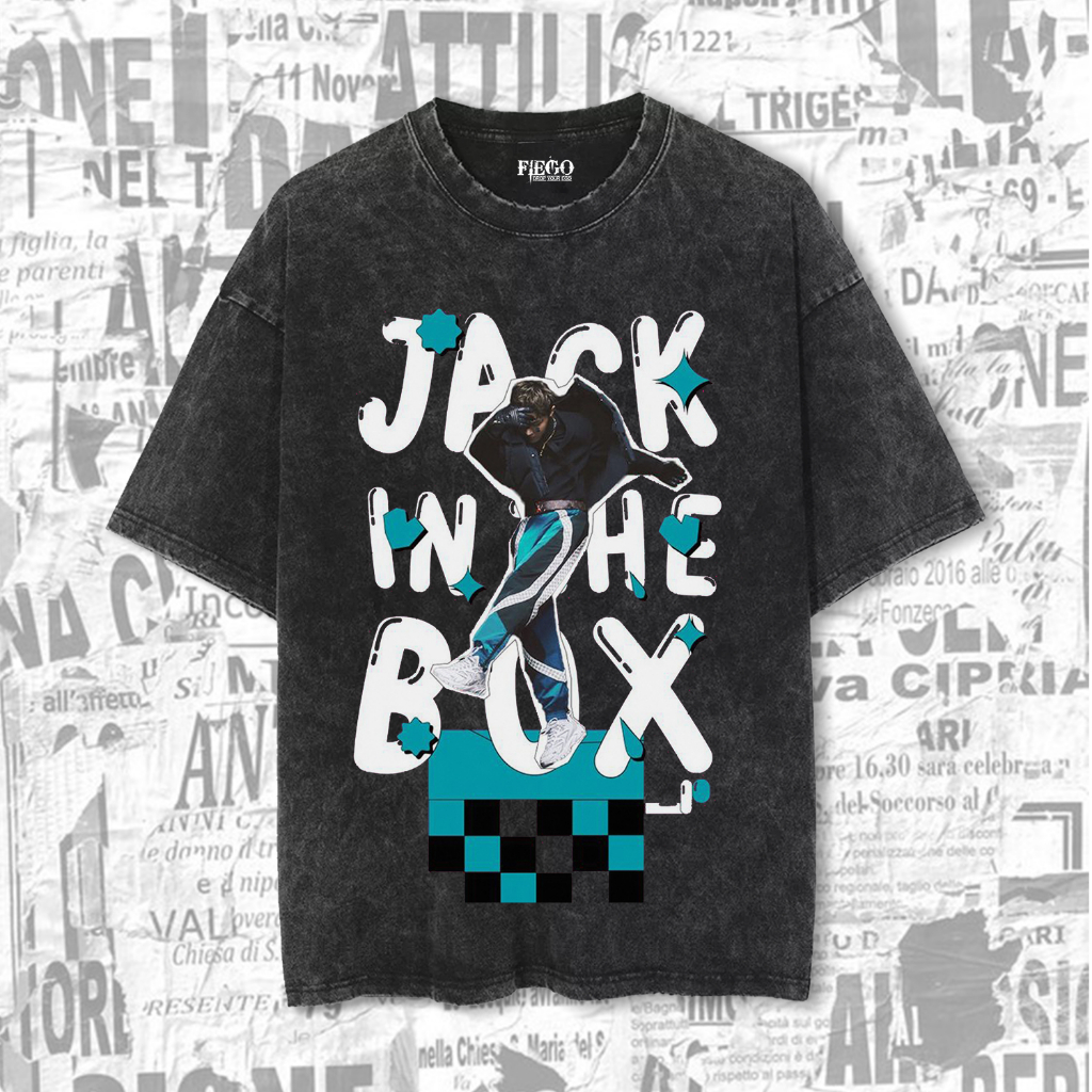 Fiego "JACK IN BOX" | Premium Oversize T-Shirt | Stone Wash | Kaos KPOP | Kaos BTS | Army | Washed T