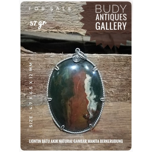 Liontin Unik Batu Akik Garut Natural Gambar Wanita Berkerudung