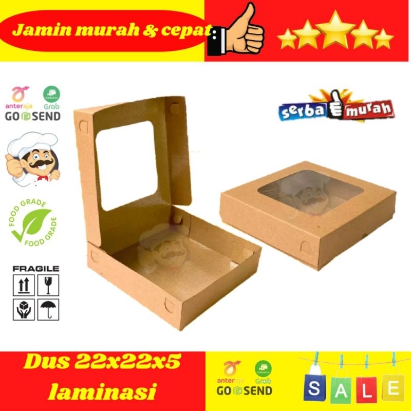 

KOTAK KUE ROTI HAMPERS BOX/BROWNIES DUS/KRAFT JENDELA 22X22X5