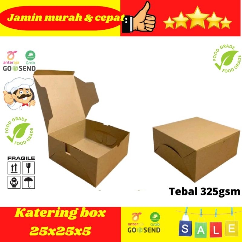 

DUS KOTAK NASI TEBAL 325GSM/BOX NASI/KUE/CAKE/KATERING 25x25x5