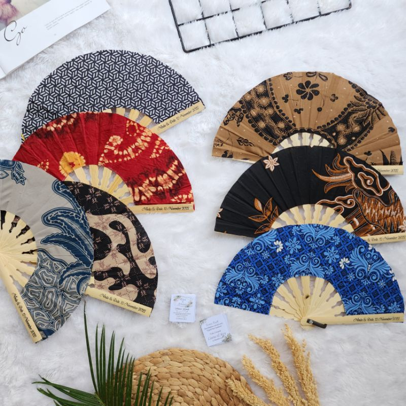 Souvenir Kipas Batik Sablon Kemas Mika Souvenir Wedding Cantik