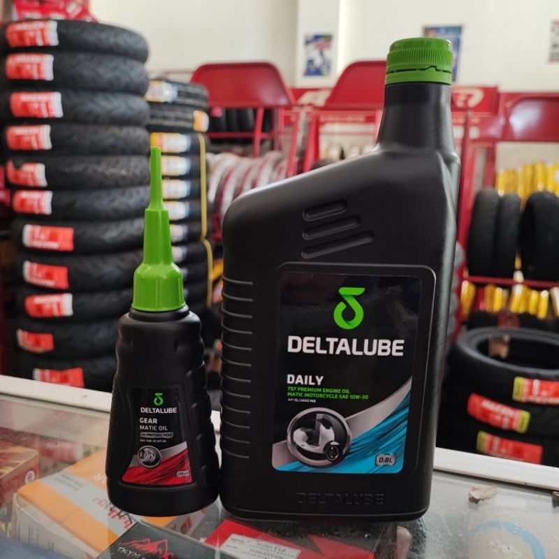 Paket Oli DELTALUBE MATIC 0,8 dan GARDAN DELTALUBE 120ml Premium Daily API SL 10W 30