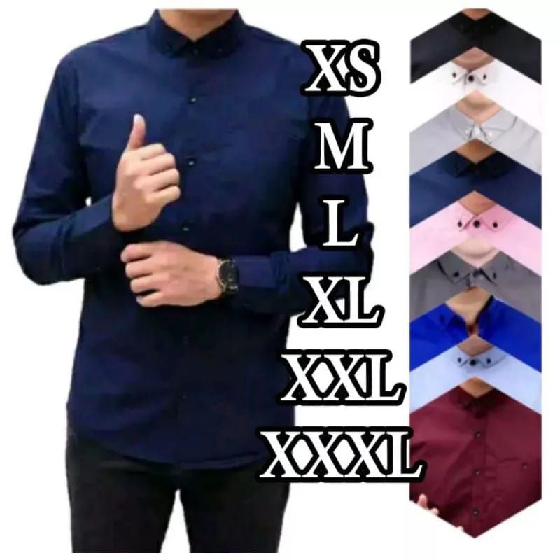 Kemeja polos pria lengan panjang outfit cowok keren/Hem cowok/kemeja kansual pria