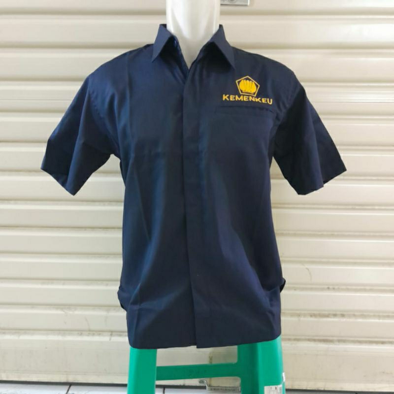 Kemeja  Seragam KEMENKEU Biru Nevy Pendek UK XXL