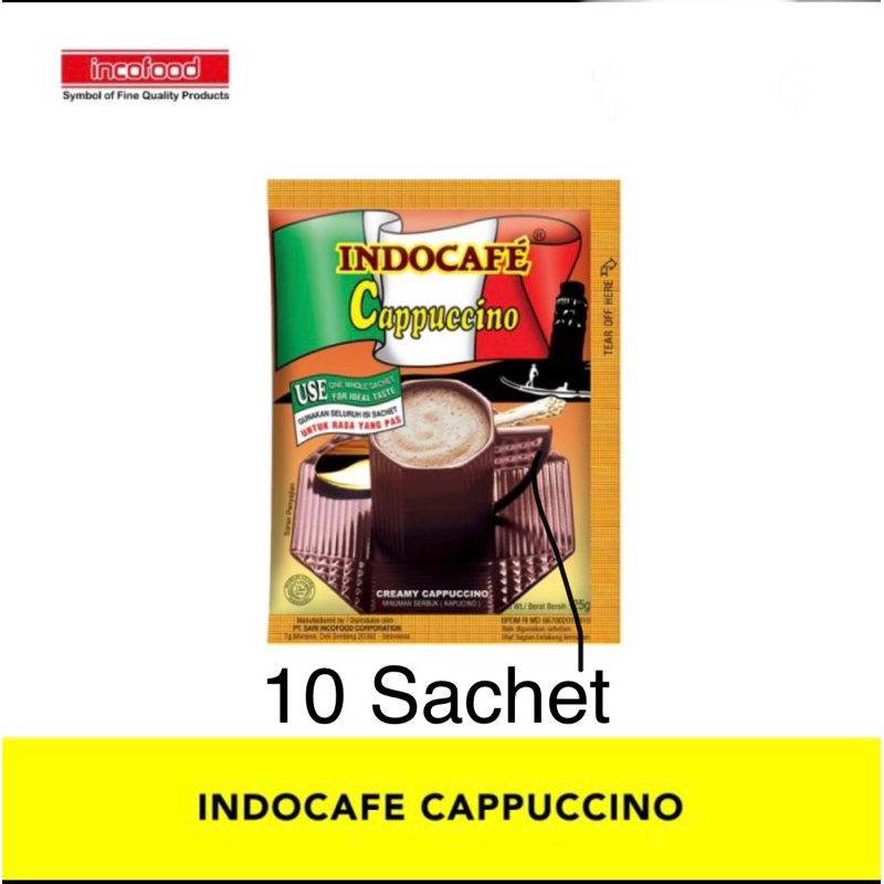 

Indocafe Cappuccino renceng renteng isi 10 sachet / pcs capucino cappucino