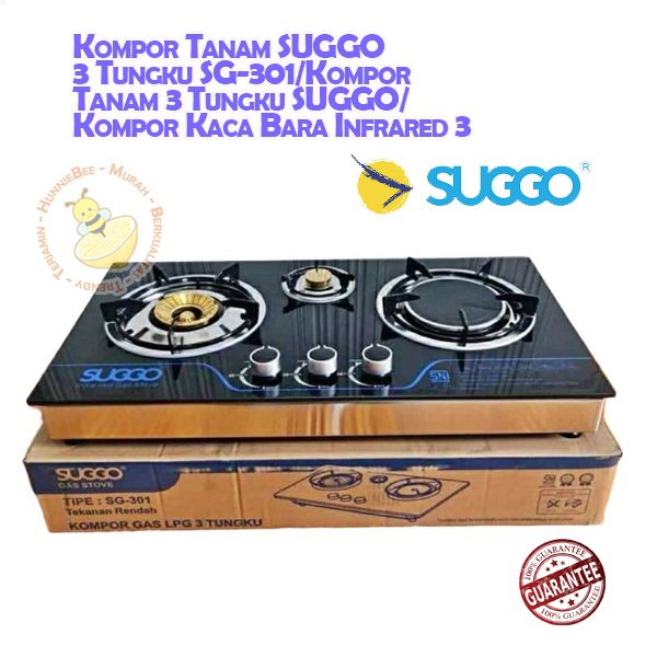 Kompor Tanam SUGGO 3 Tungku SG-301/Kompor Tanam 3 Tungku SUGGO/Kompor Kaca Bara Infrared 3