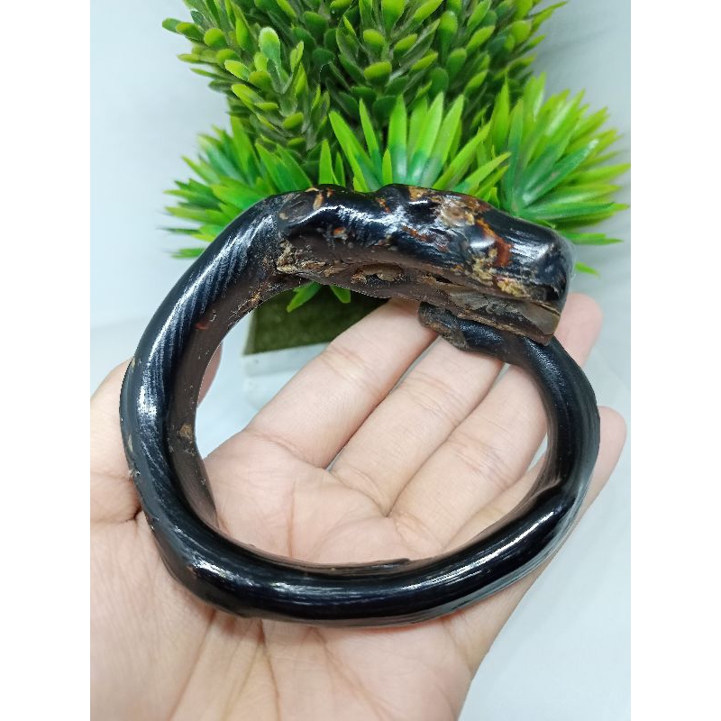 Gelang Akar Bahar Hitam Unik Combong
