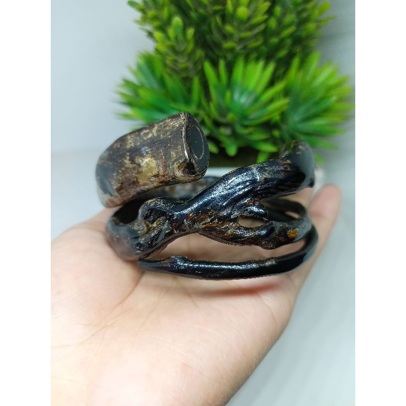 Gelang Akar Bahar Hitam Lilit Combong