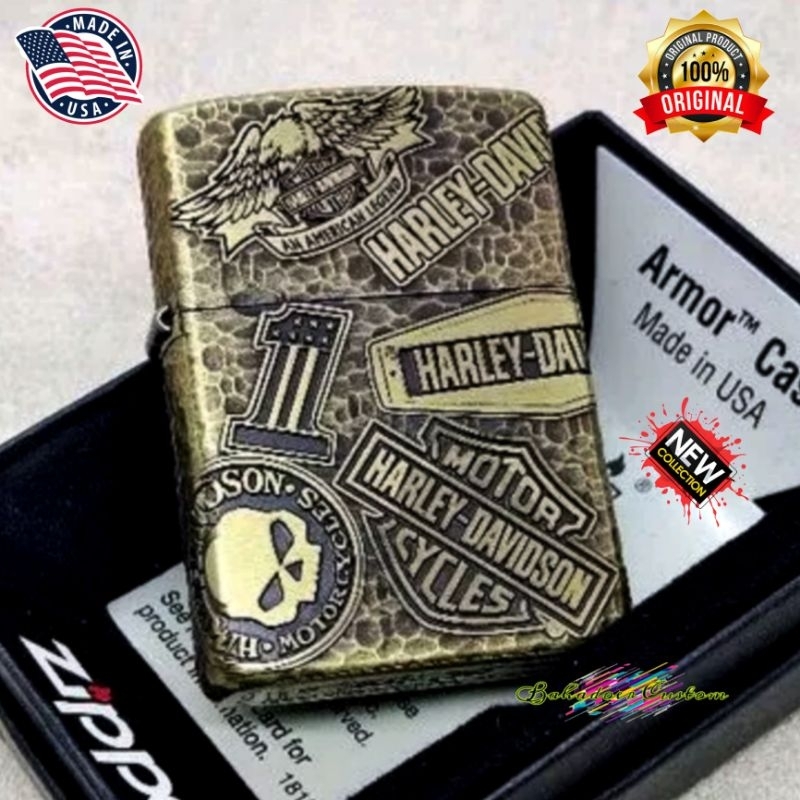 ZIPPO ORIGINAL ARMOR HARLEY-DAVIDSON EMBOS DESIGN RARE COLLECTOR ITEM LIMITED EDITION 100% ORIGINAL 