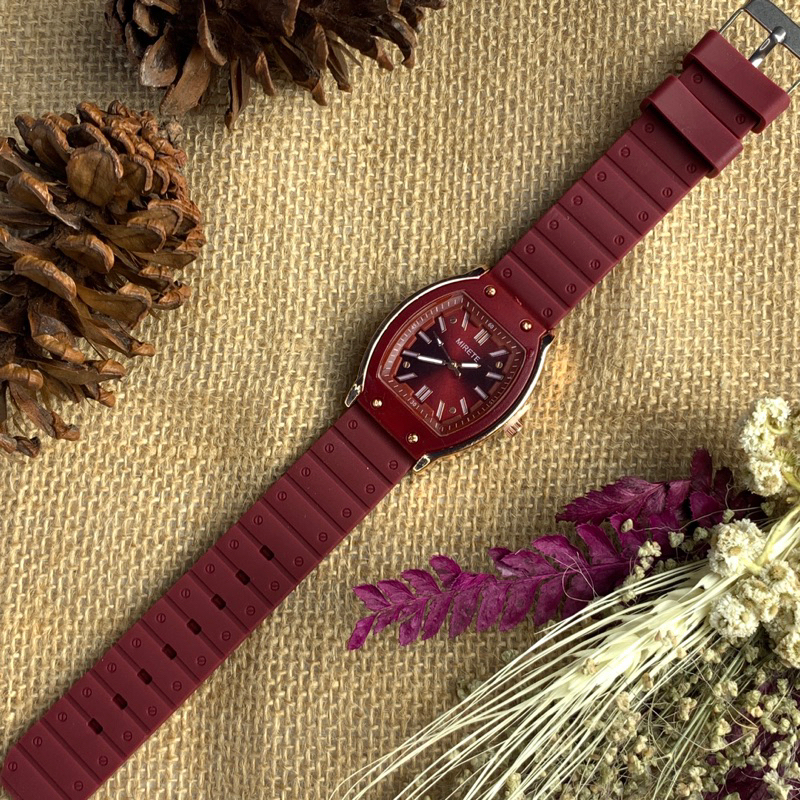 MIRETE FASHION WATCH - Jam Tangan Wanita Fashion Mirete Bahan Stainless Tali Rubber Mewah