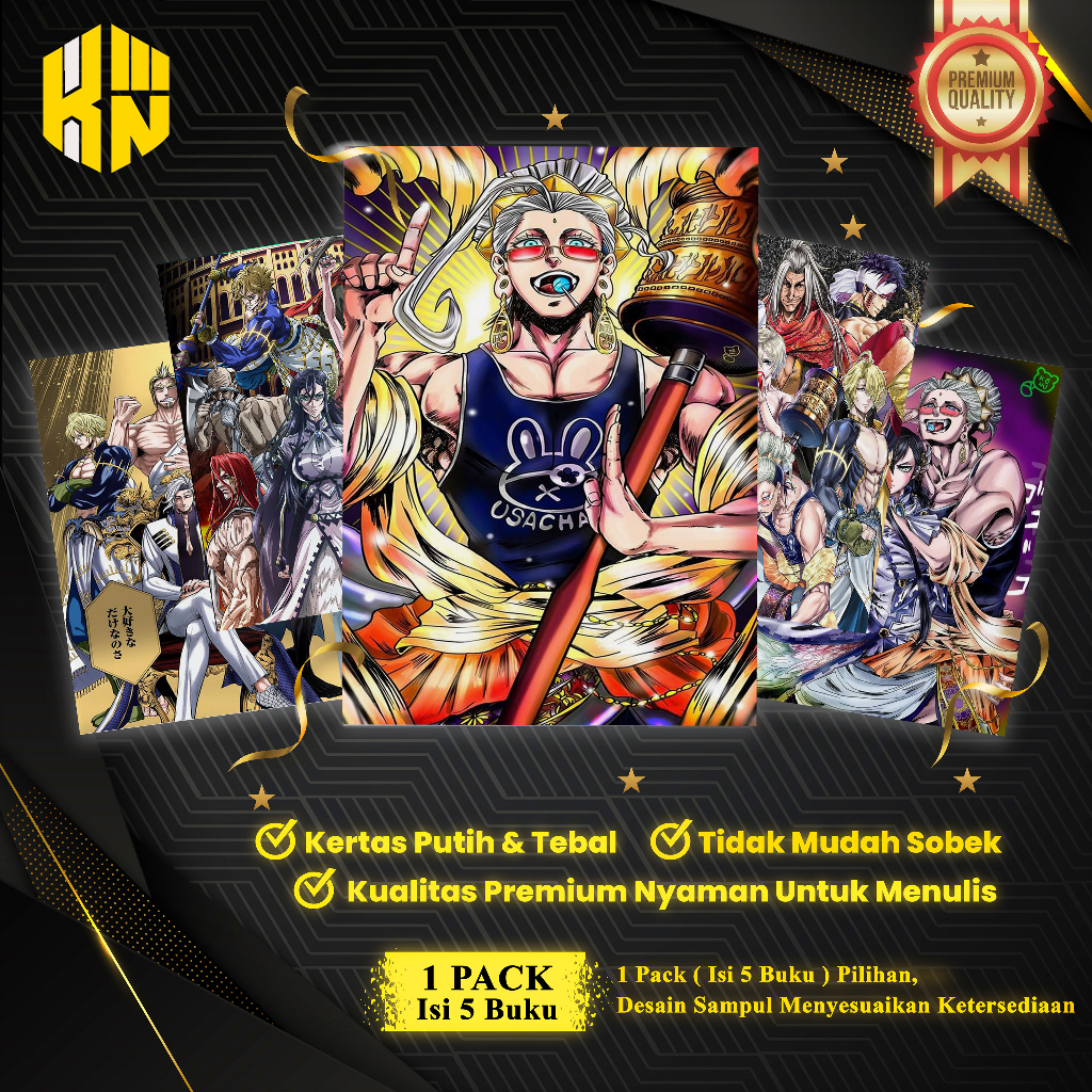 

KEN.IND - Buku Tulis Sekolah Custom Tema RECORD OF RAGNAROK Bergaris 38 Lembar 1 Pak Isi 5 Buku/ Buku Tulis Anime/ Buku Aesthetic/ Buku Catatan